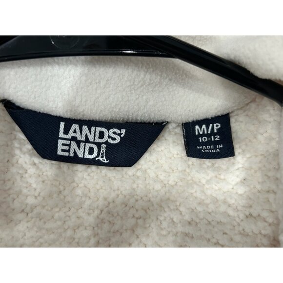 Lands End Full Zip Cozy Sherpa Fleece Jacket Cream Sz Medium Petite Outerwear - Picture 8 of 13